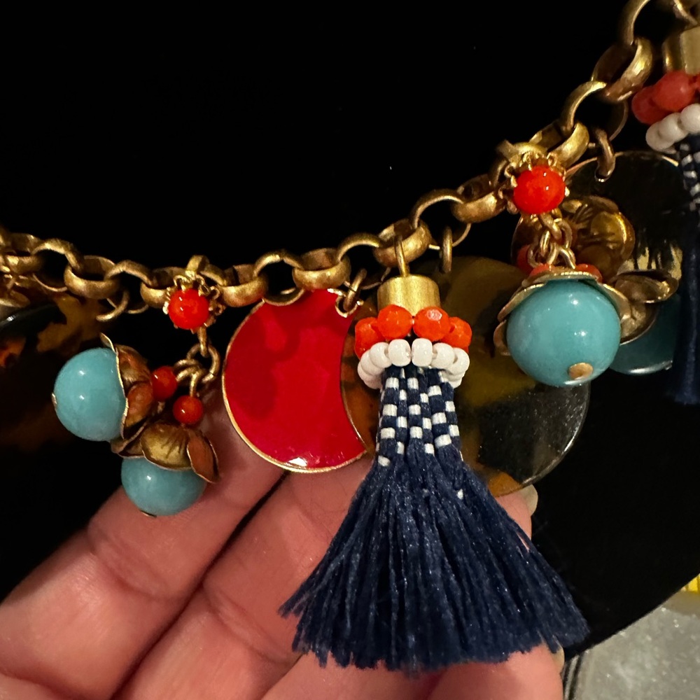 J. Crew Gold and Navy Tassel Necklace - Picture 2 of 12